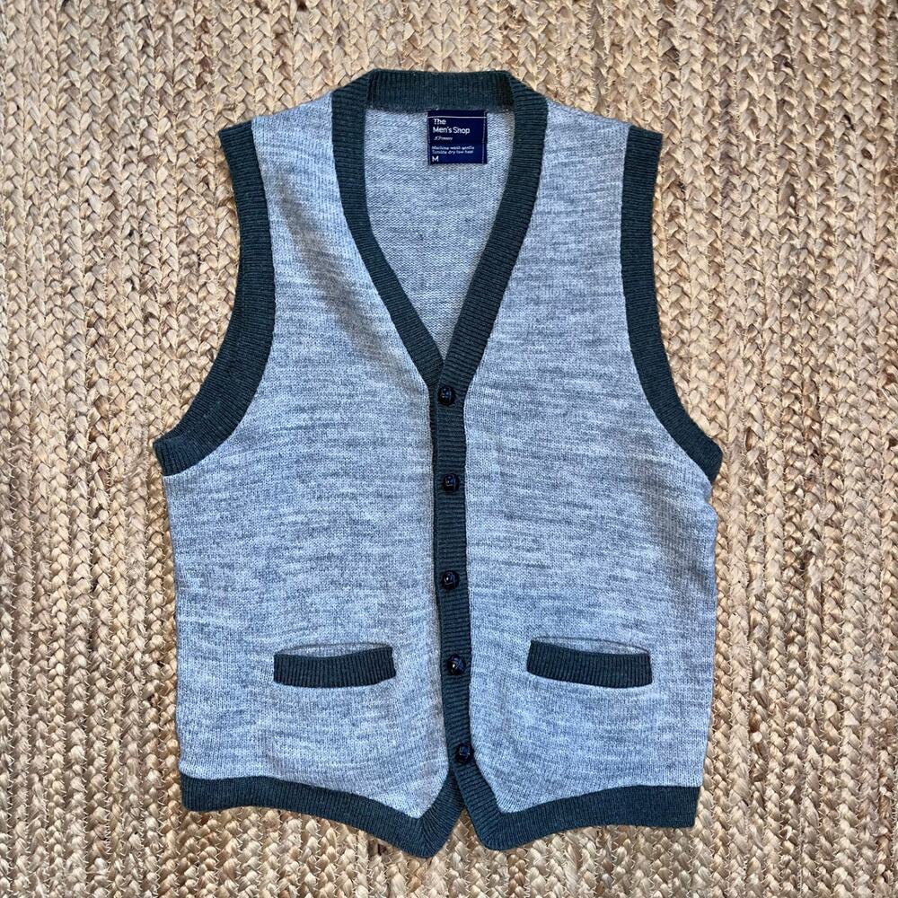 Vintage 70s men’s gray acrylic sweater vest